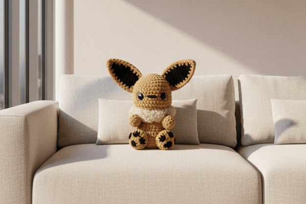 Eevee Jumbo Crocheted Plush – 18" tall - Handmade Pokémon