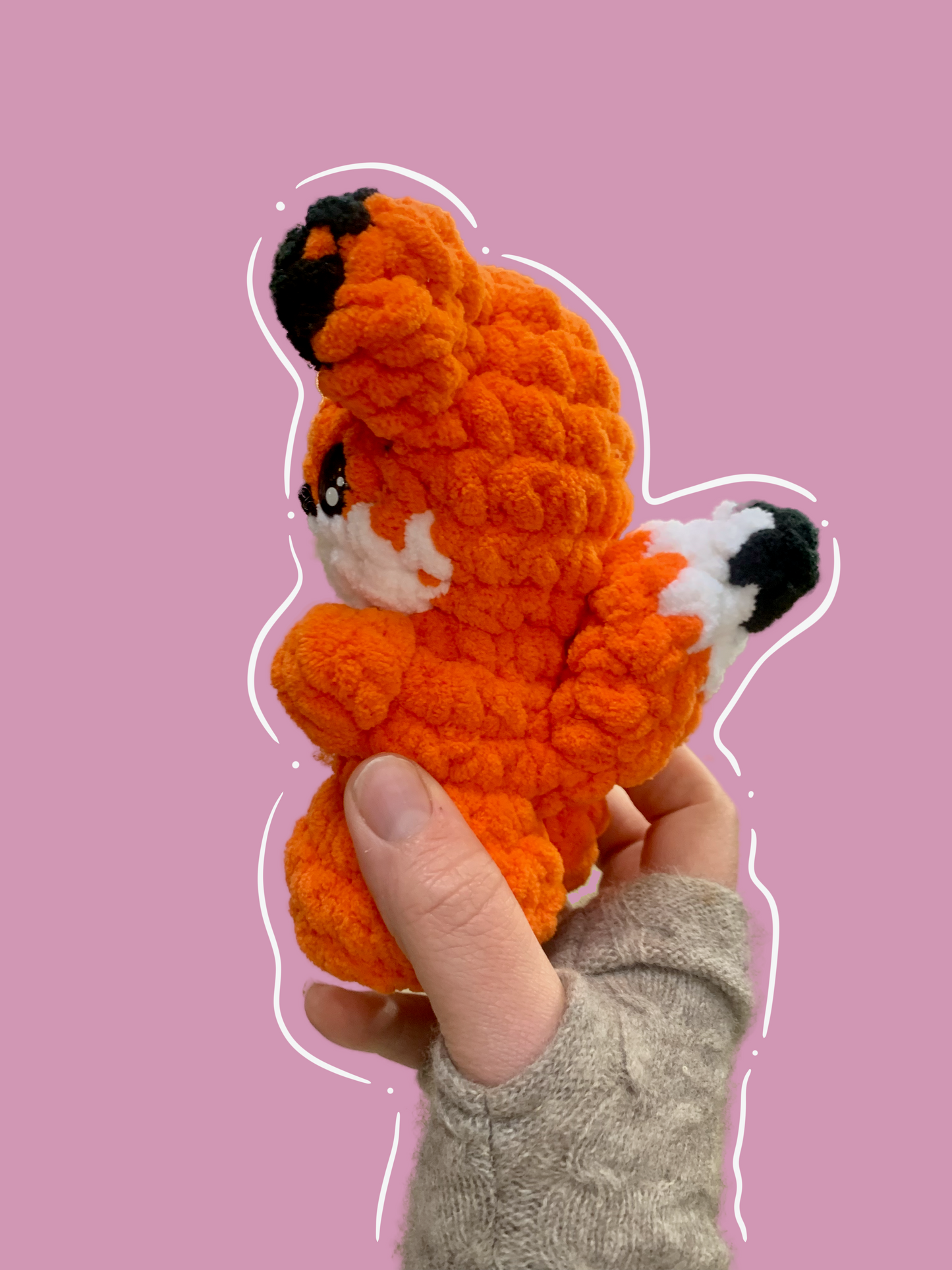 Adorable Crocheted Fox – Handmade Plush Blanket Yarn | 4"