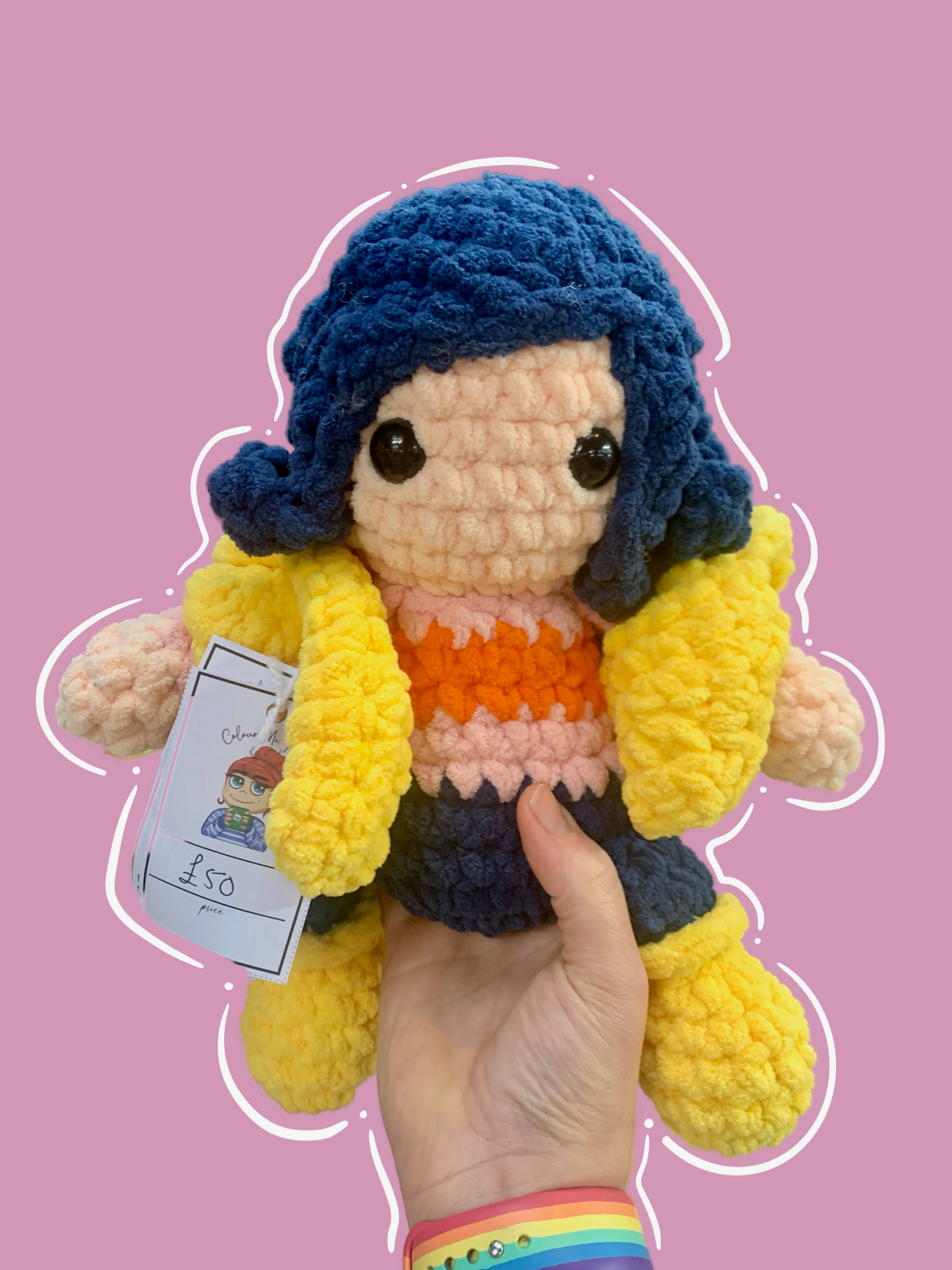 Coraline Crochet Plushie with Removable Coat – 10" Tall