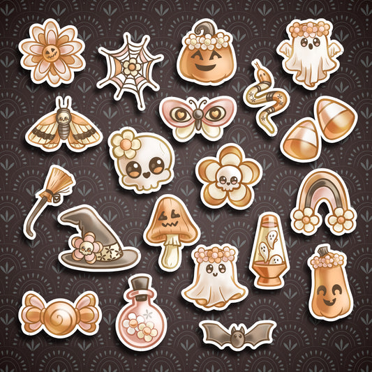 20 Boho Halloween Sticker Set