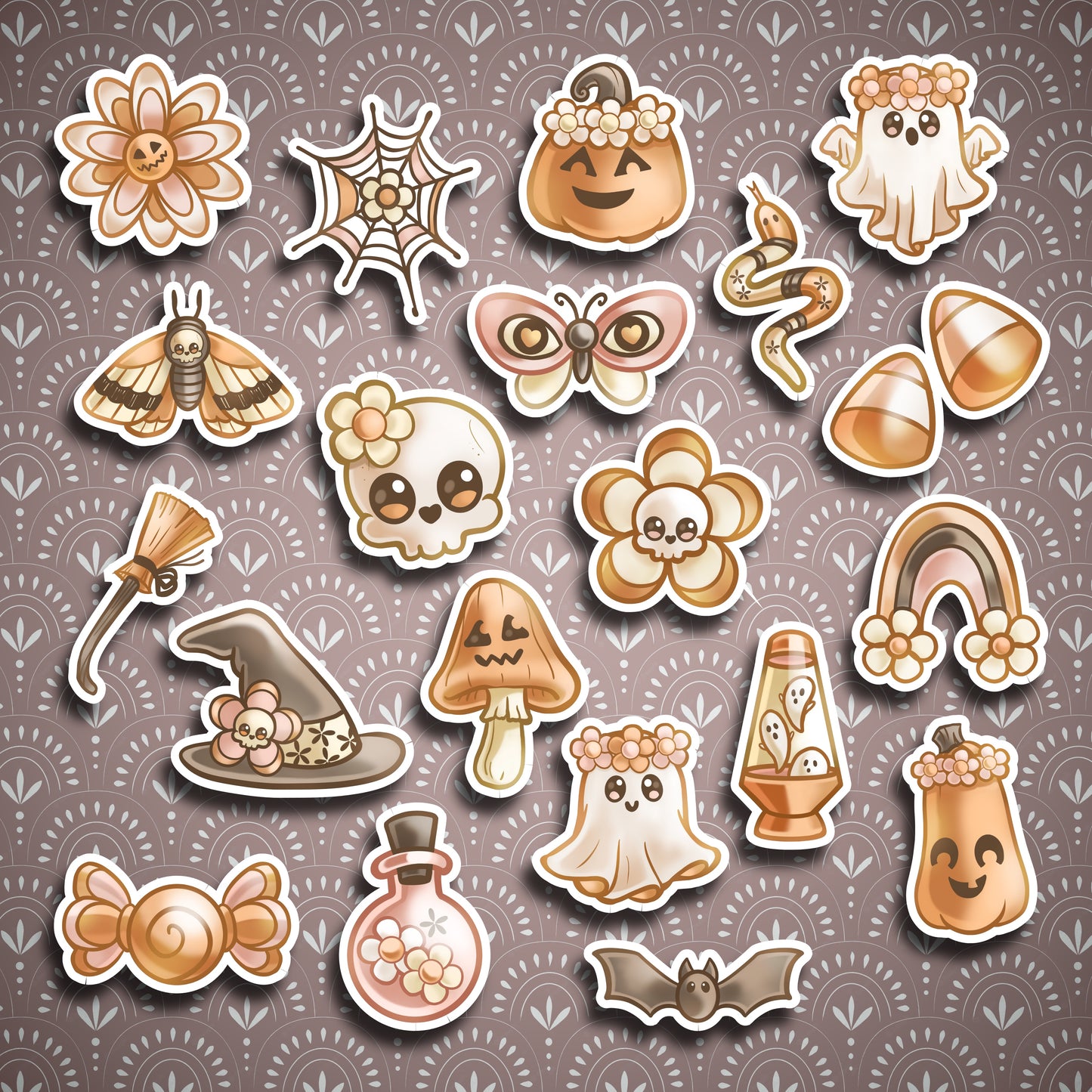 20 Boho Halloween Sticker Set