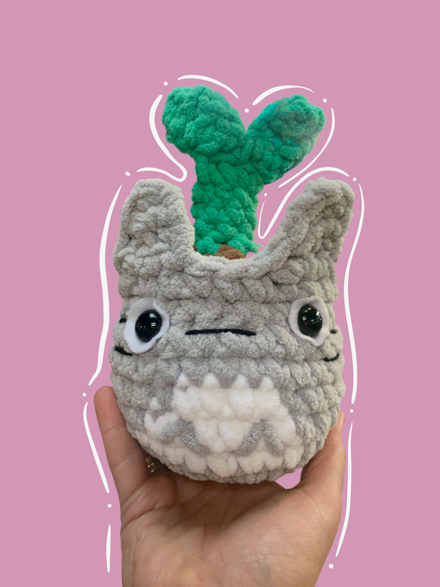 Totoro Plant Crochet Plush – Handmade Decor