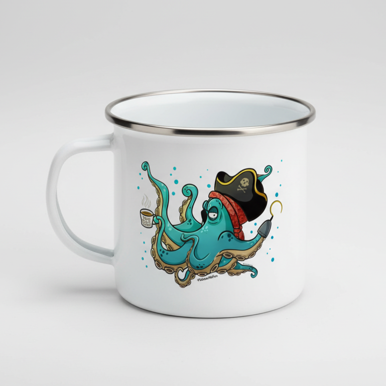Grumpy Kraken Enamel Mug