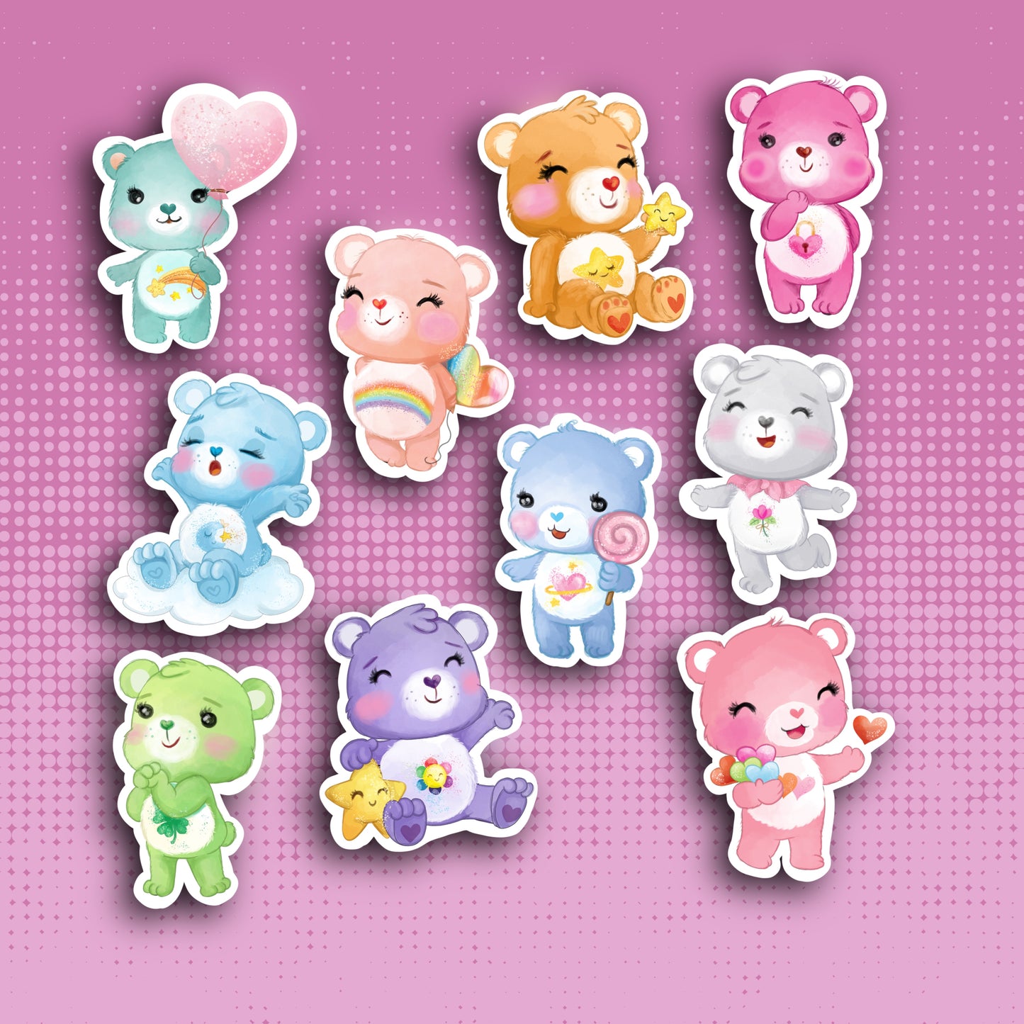 Retro Bear Sticker Set