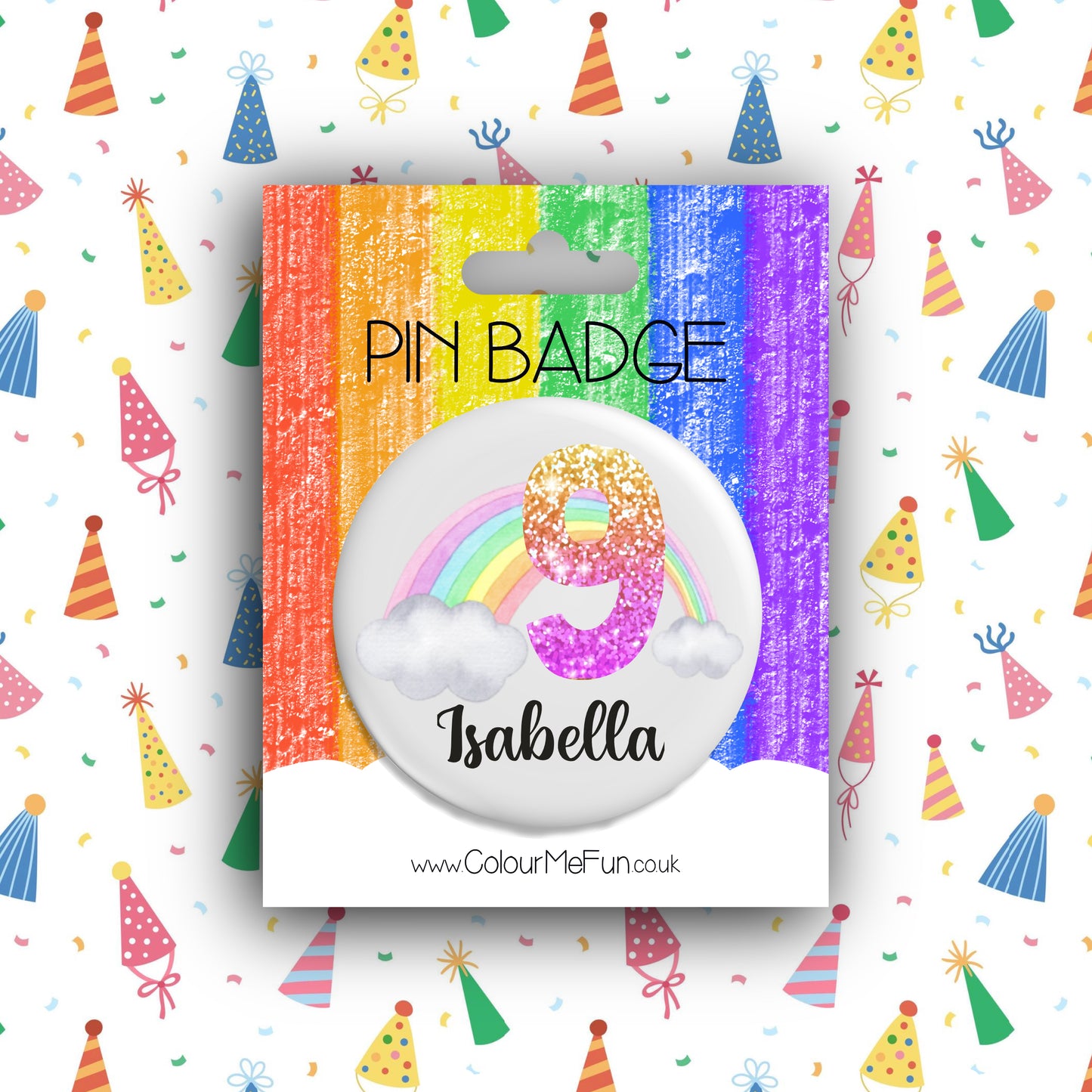 Personalised Rainbow Birthday Badge