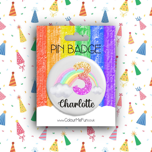 Personalised Rainbow Birthday Badge