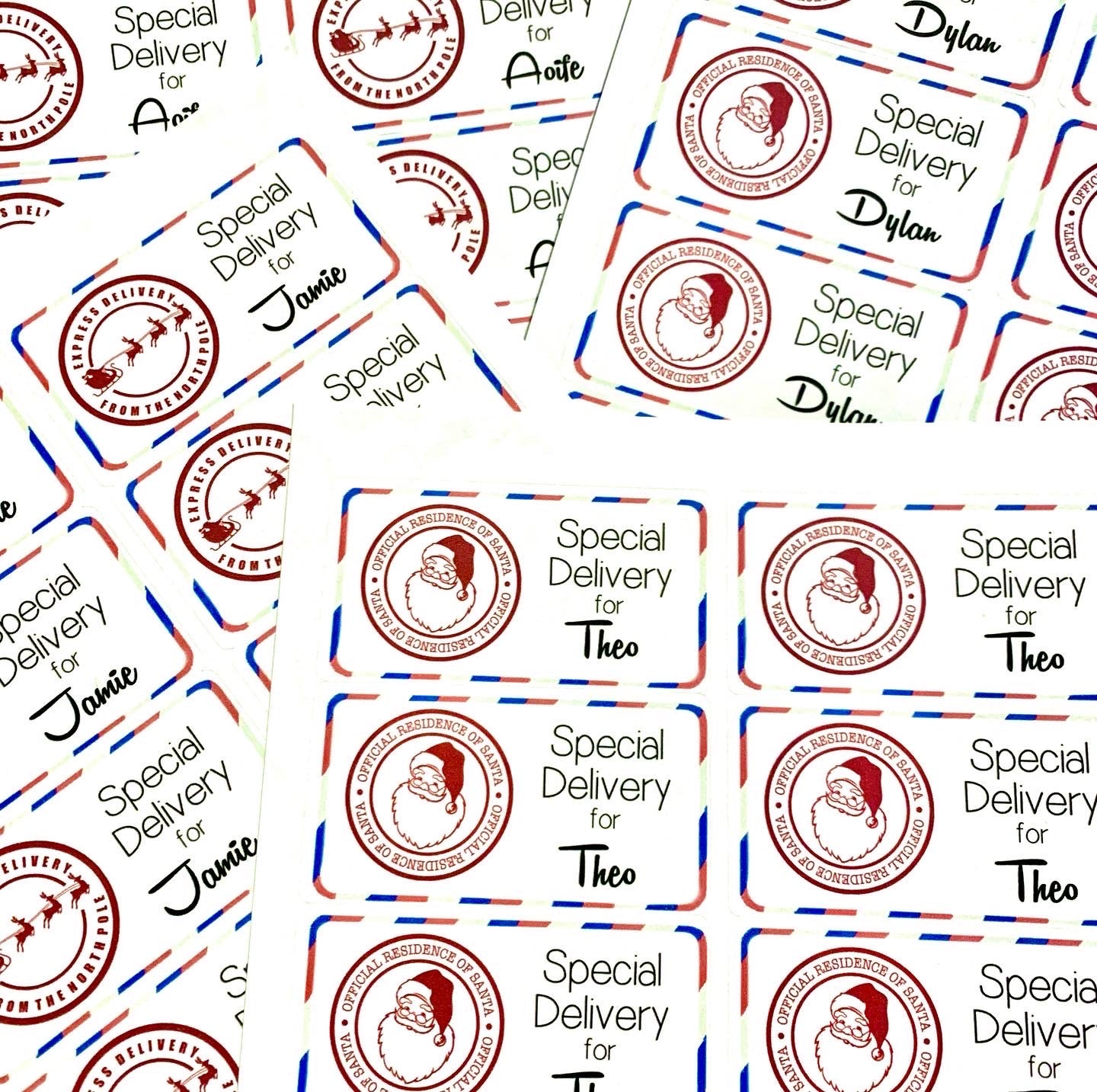 Personalised Special Delivery Christmas Stickers