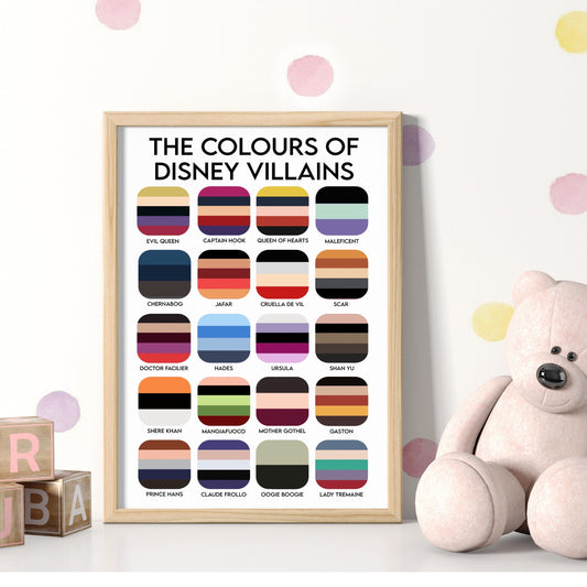 The Colours of Disney Villains Nursery Print (A4)
