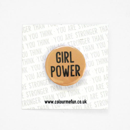 'Girl Power' Feminist Pin Button Badge