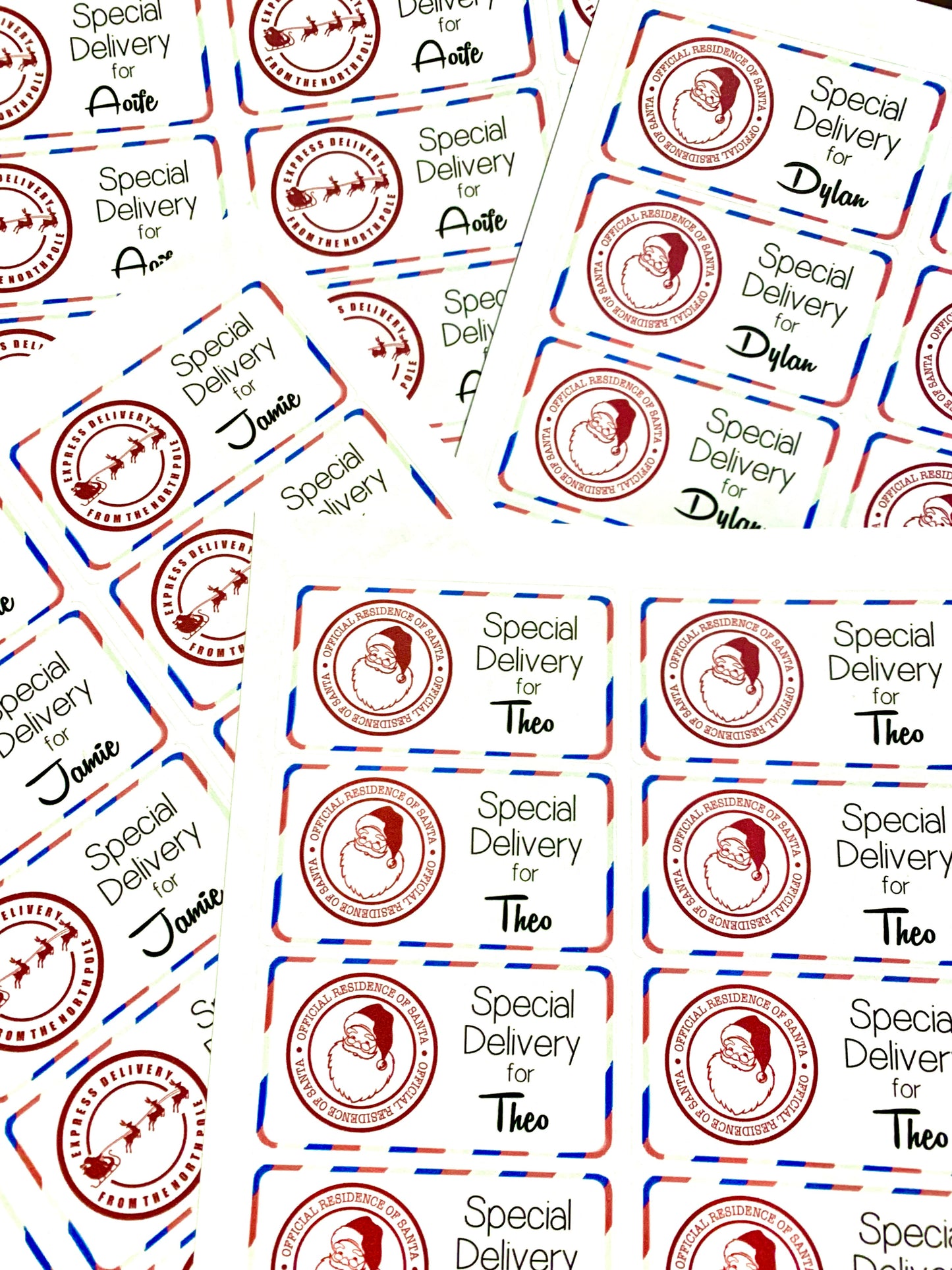 Personalised Special Delivery Christmas Stickers