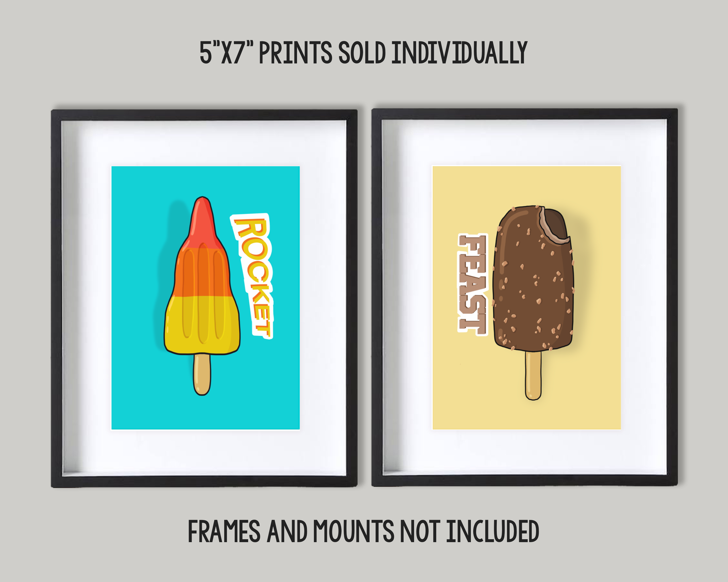 Retro 'Feast' Ice Lolly Print (5"x7")