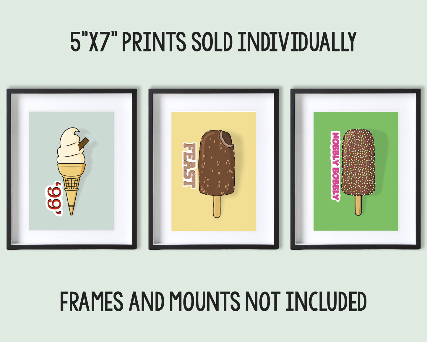 Retro 'Feast' Ice Lolly Print (5"x7")