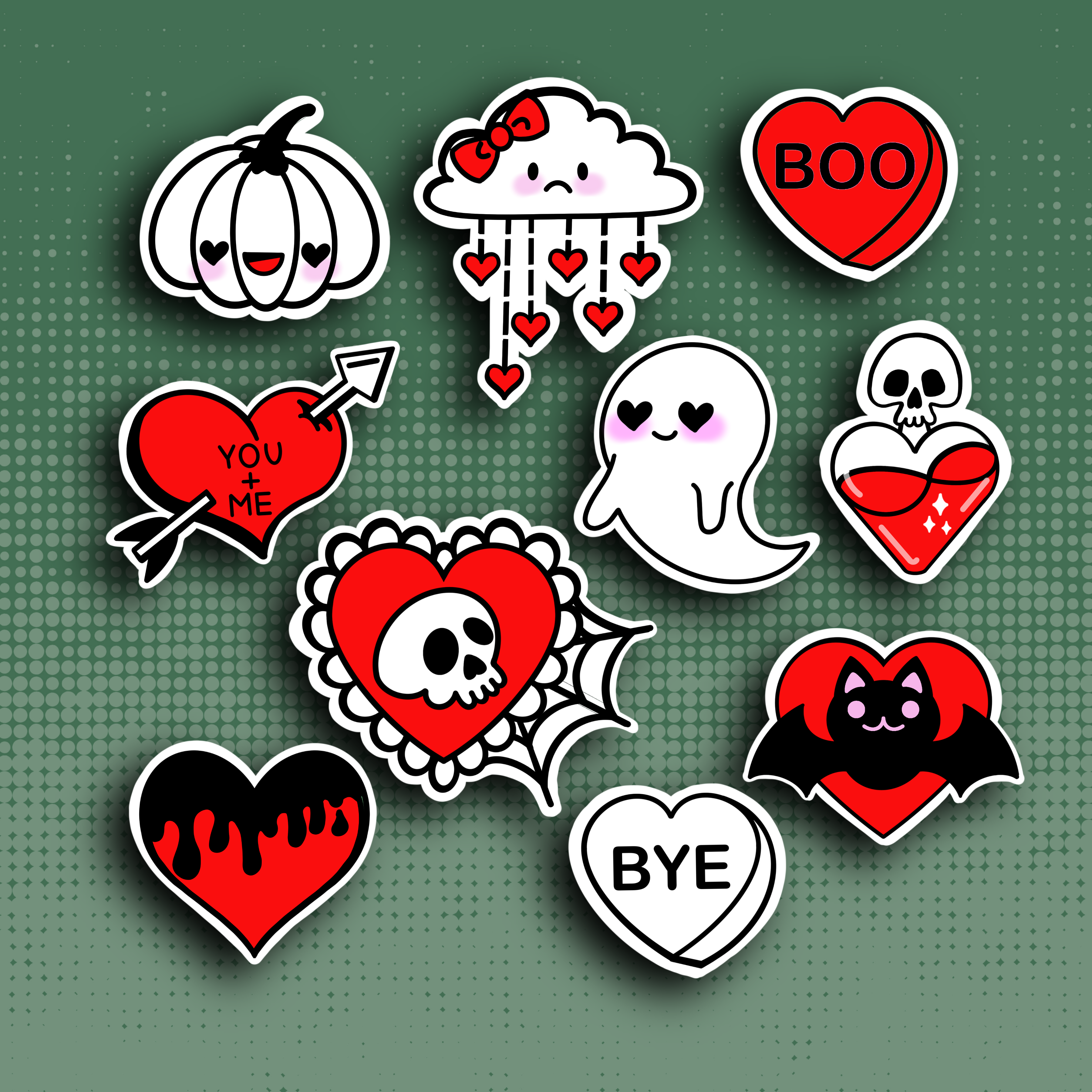 30 Spooky Valentines Pastel Goth Stickers SET 2 