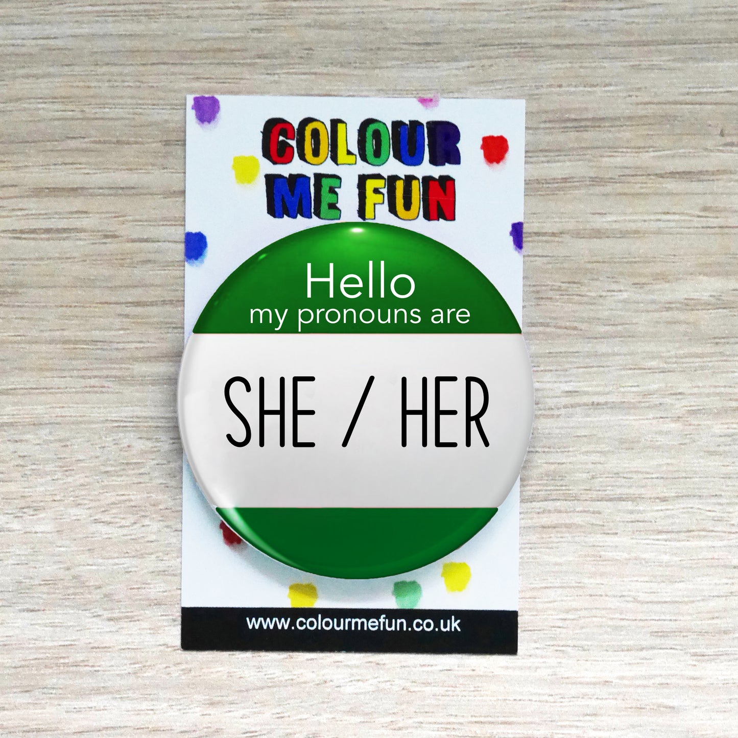 She/Her Personal Pronoun Pin Badge