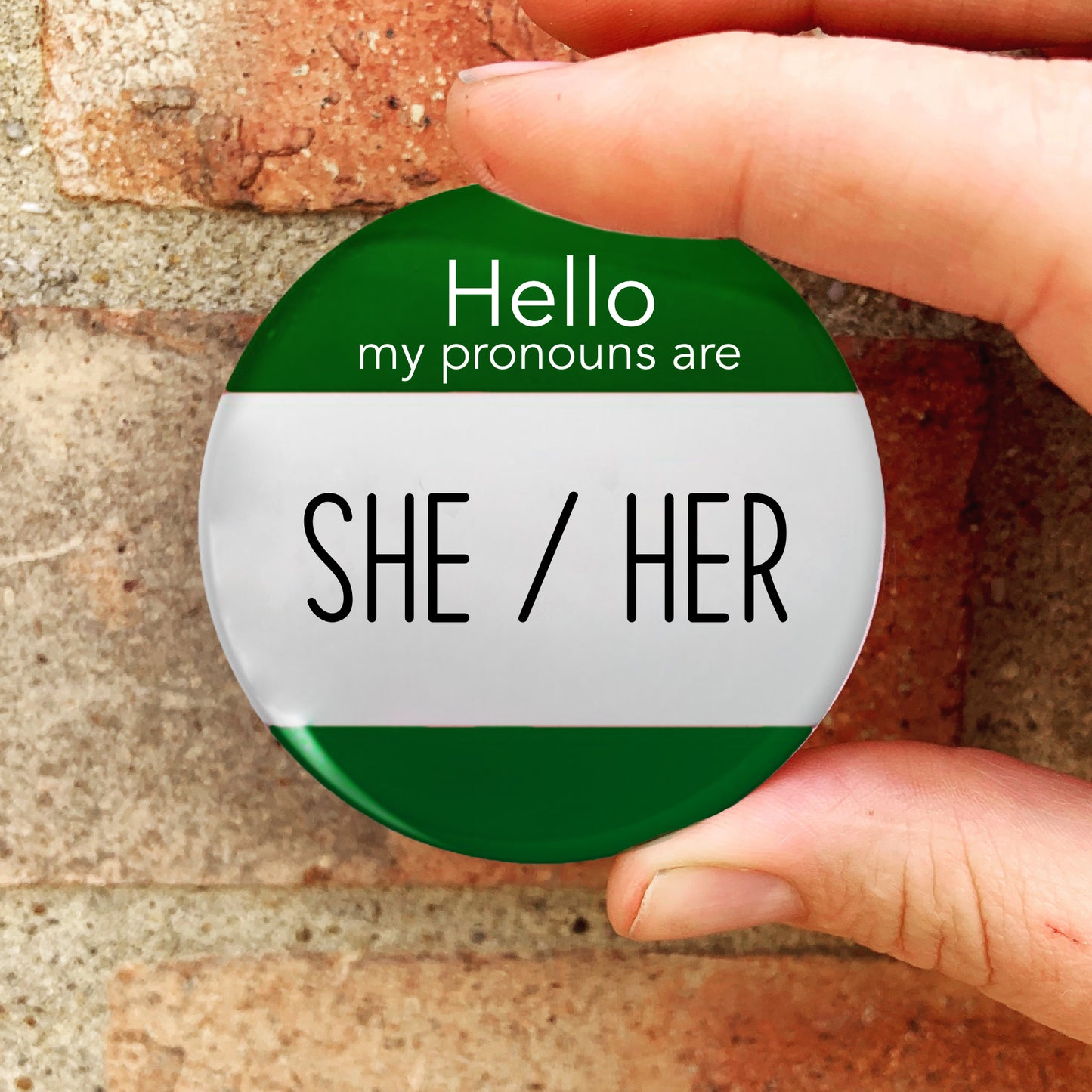 She/Her Personal Pronoun Pin Badge