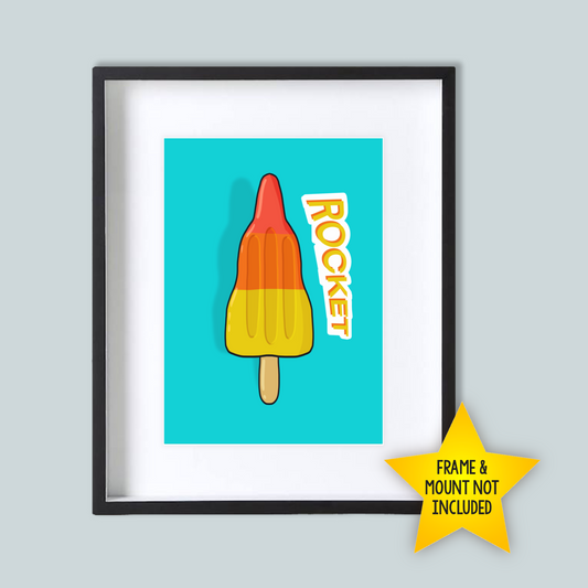 Retro 'Rocket' Ice Lolly Print (5"x7")