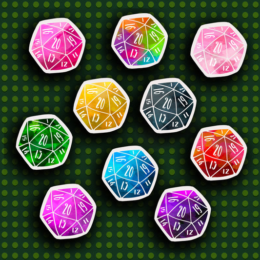 20 Sided Dice Sticker Set