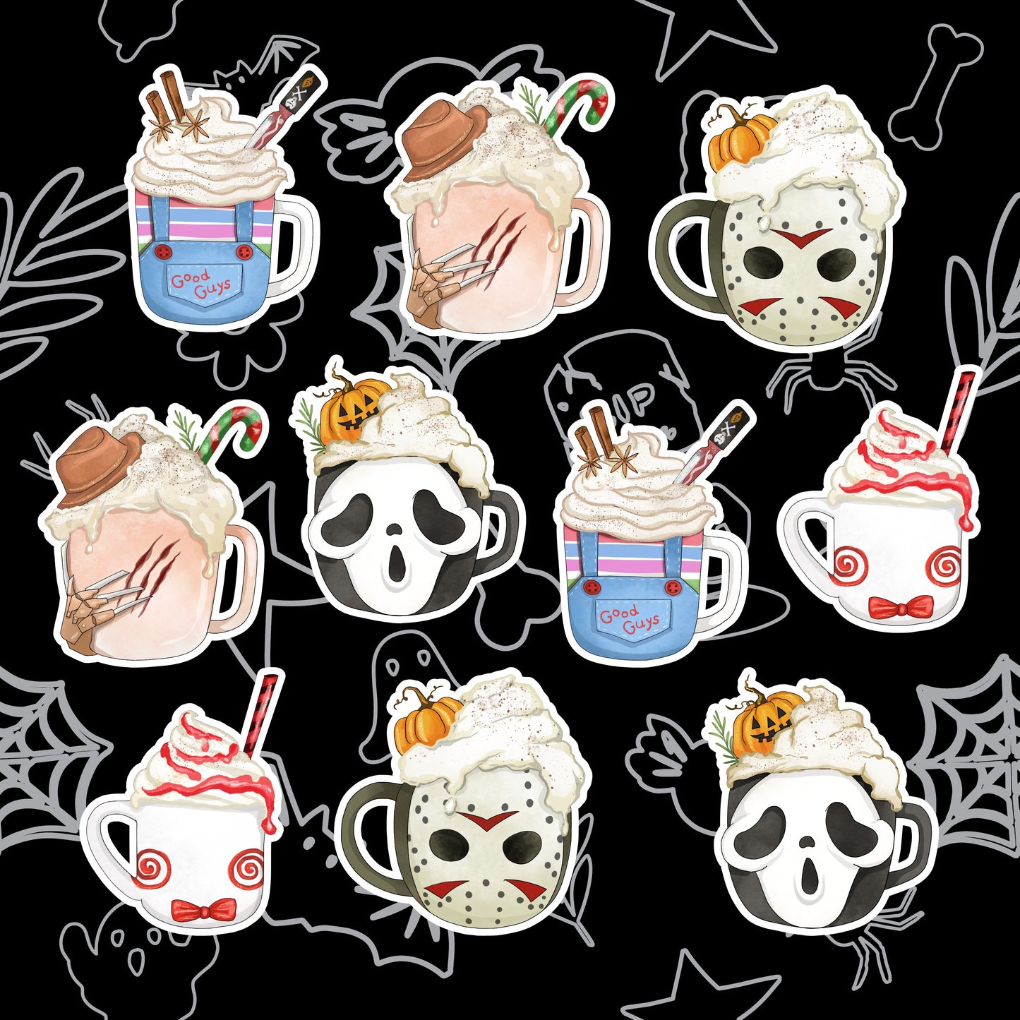 Spooky Coffee Halloween Sticker Set