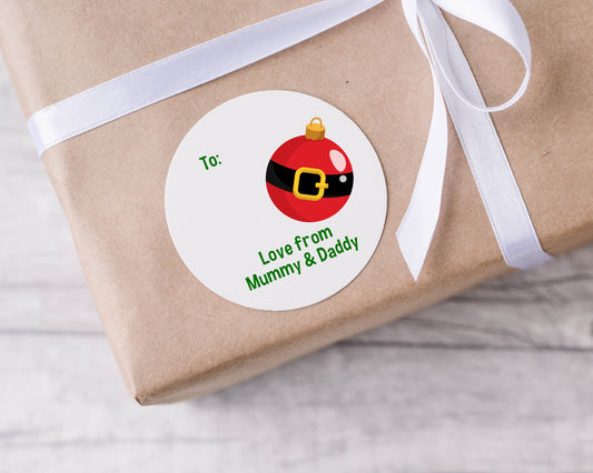 Personalised Santa Christmas Bauble Label Stickers