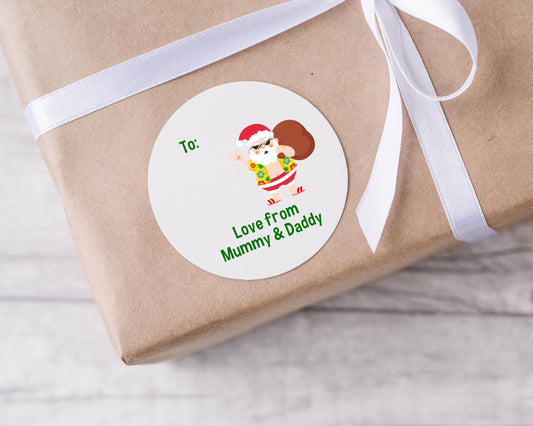 Personalised Holiday Santa Christmas Label Stickers