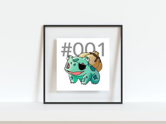 Bulbasuar Pokemon Pirate Gamer Art Print