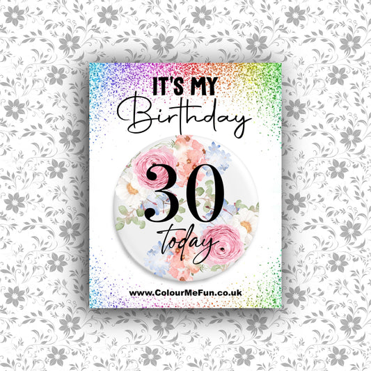 Personalised Floral Birthday Badge
