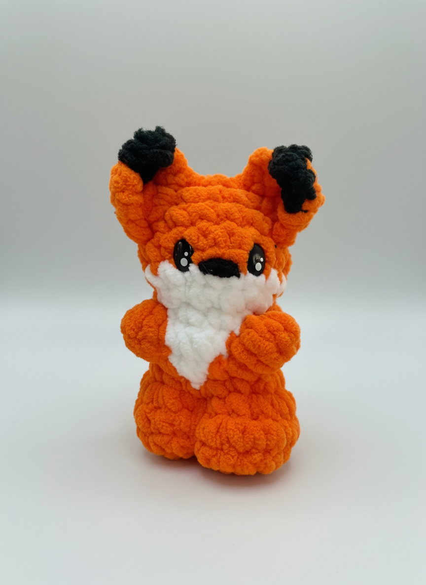 Adorable Crocheted Fox – Handmade Plush Blanket Yarn | 4"
