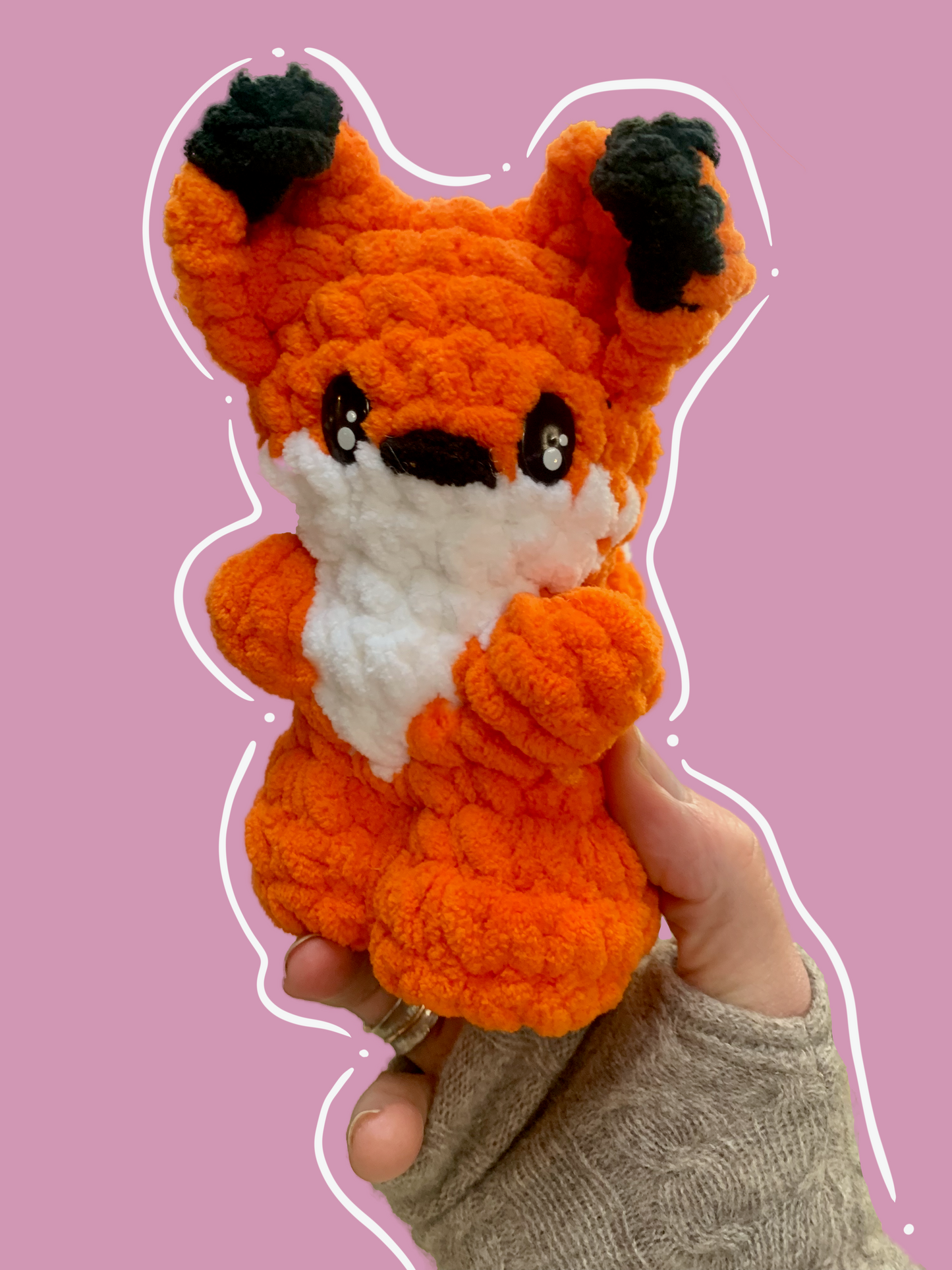Adorable Crocheted Fox – Handmade Plush Blanket Yarn | 4"