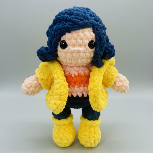 Coraline Crochet Plushie with Removable Coat – 10" Tall
