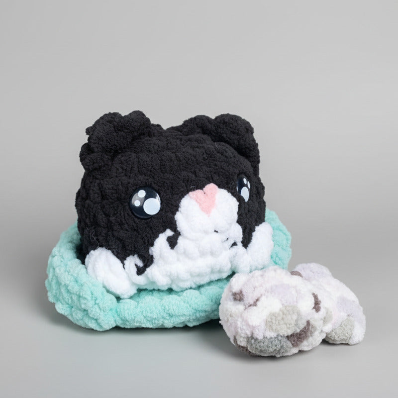 Adopt-A-Cat Plush | Handmade Crochet Cat With Bed, Toy & Adoption Certificate