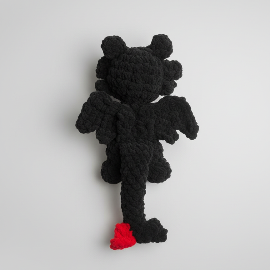 Toothless Inspired Crocheted Dragon Plush – Soft Blanket Yarn Plushie