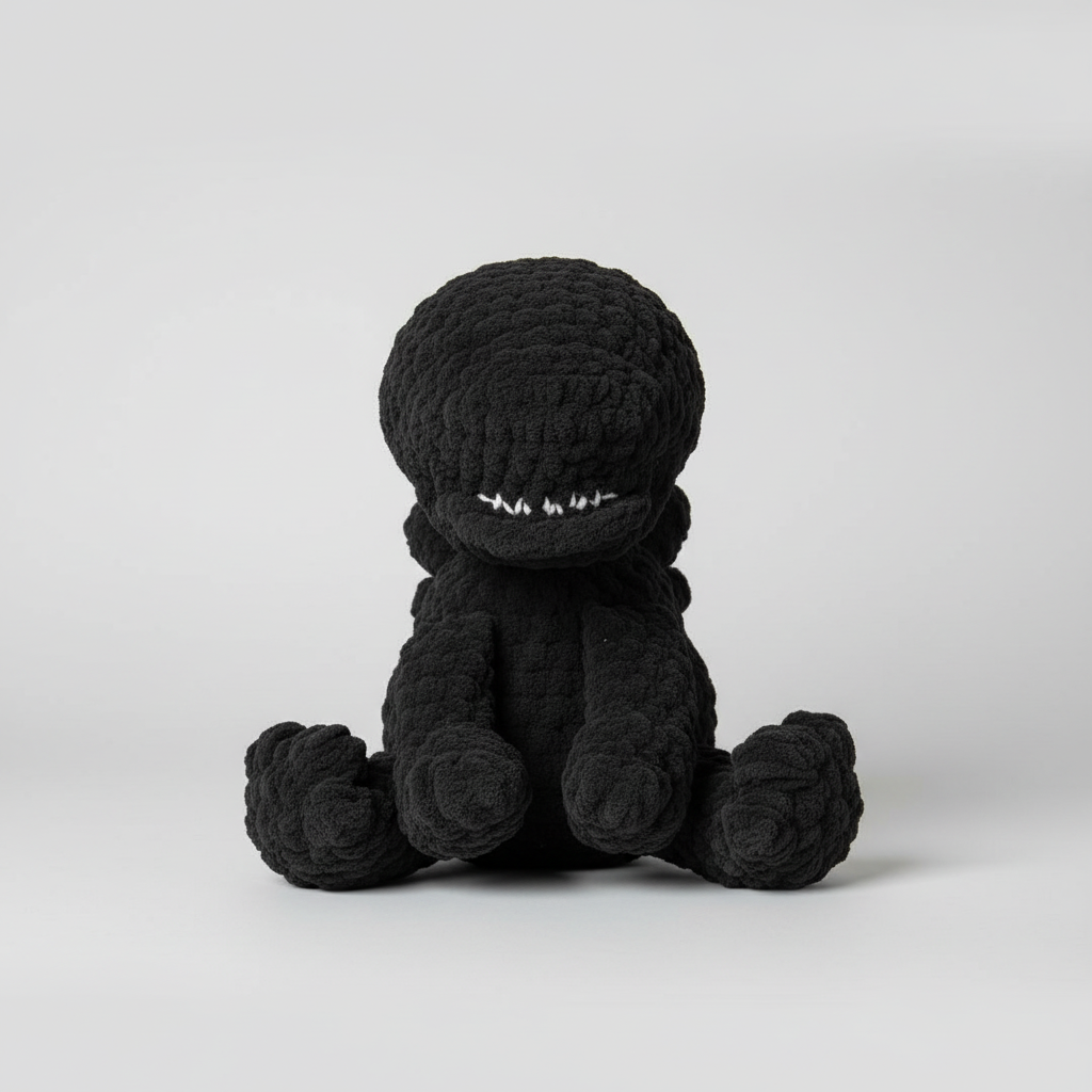 Sitting Xenomorph with optional unicorn outfit - Crochet Plushie