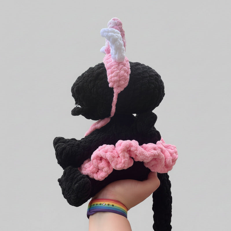Sitting Xenomorph with optional unicorn outfit - Crochet Plushie