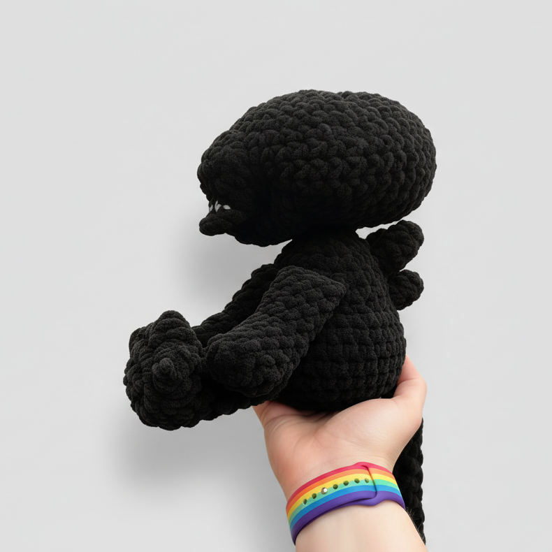 Sitting Xenomorph with optional unicorn outfit - Crochet Plushie