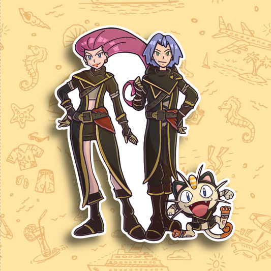 Jesse, James, and Meowth Pirate Pokemon Vinyl Sticker