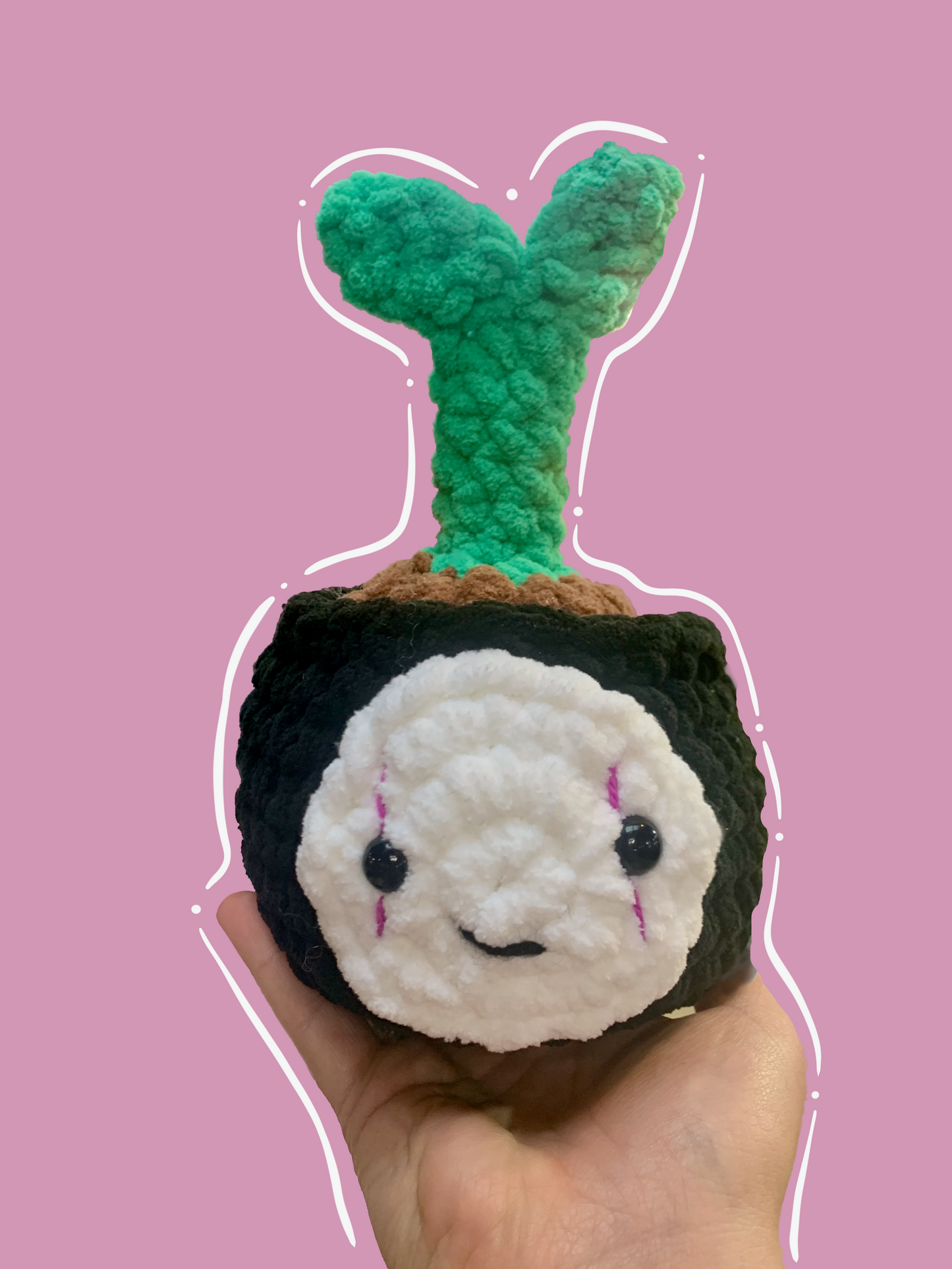 No-Face Crochet Plant Plush – Handmade Decor