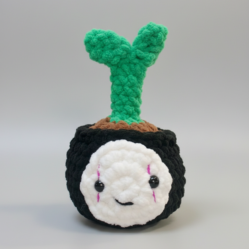 No-Face Crochet Plant Plush – Handmade Decor