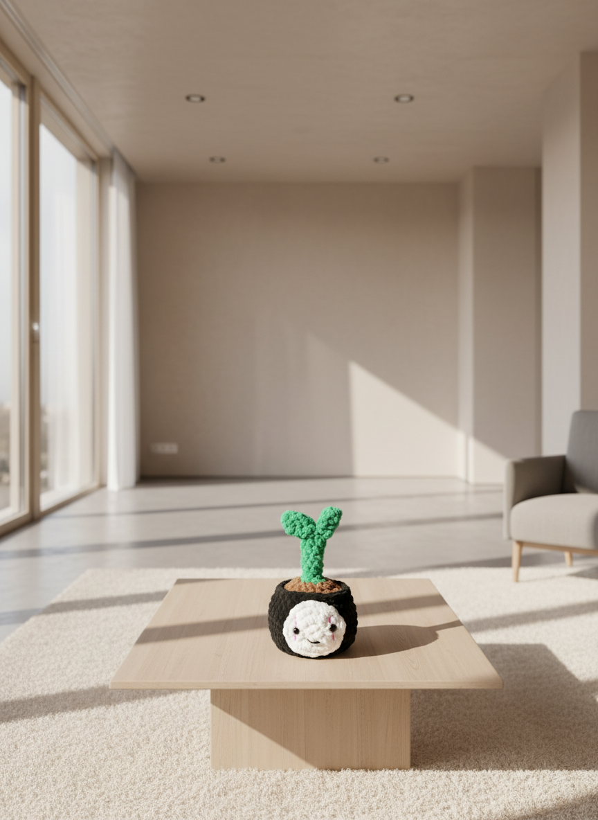 No-Face Crochet Plant Plush – Handmade Decor
