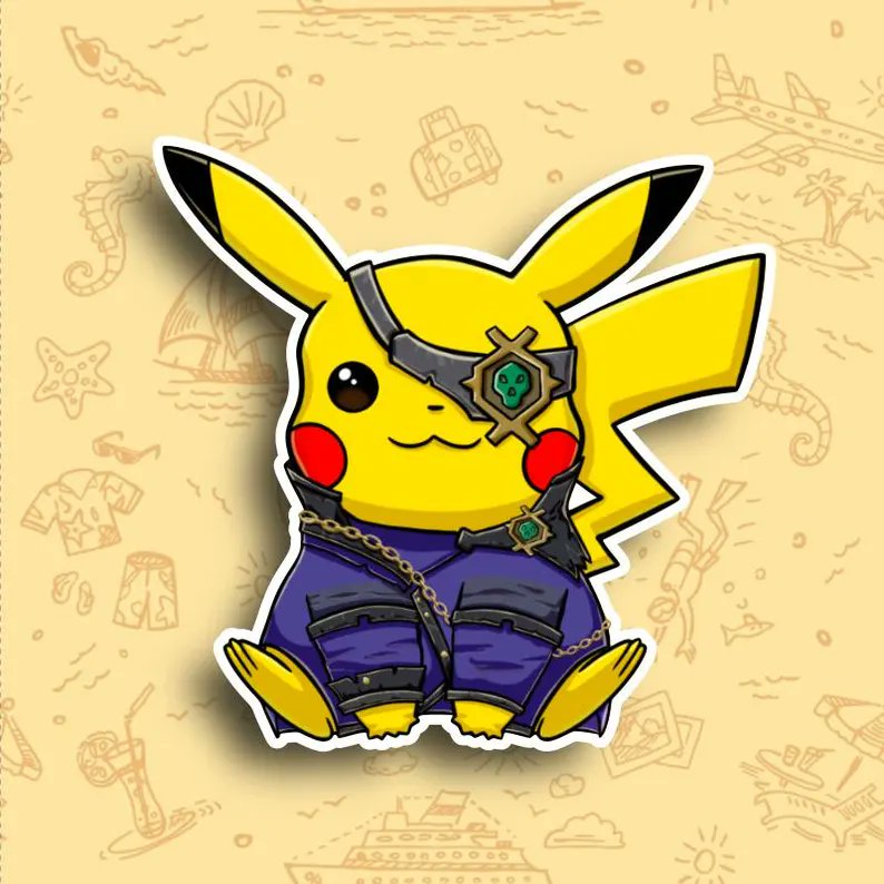 Pikachu Pirate Pokemon Vinyl Sticker