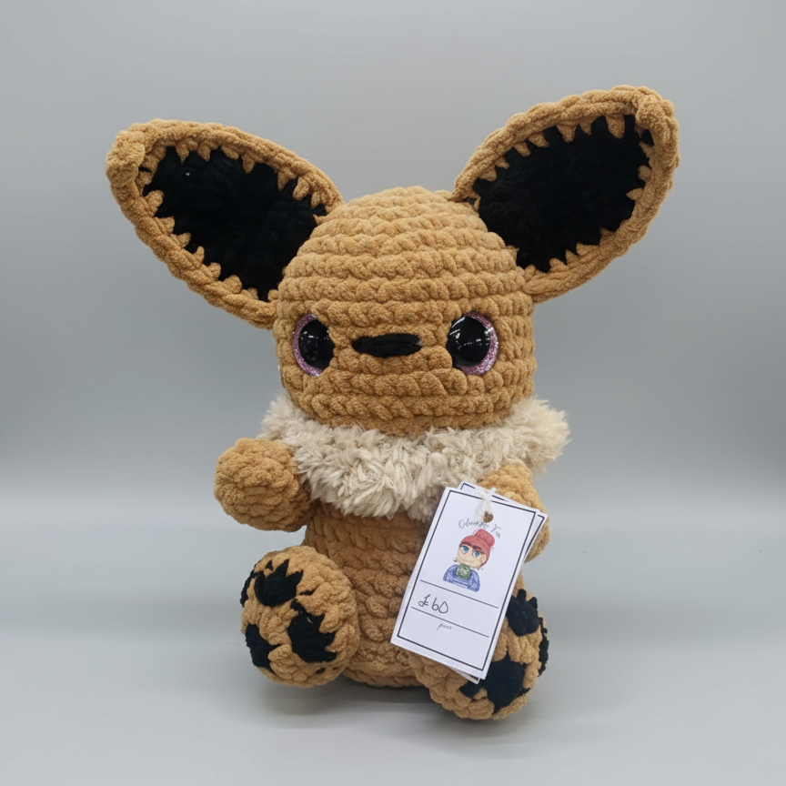 Eevee Jumbo Crocheted Plush – 18" tall - Handmade Pokémon