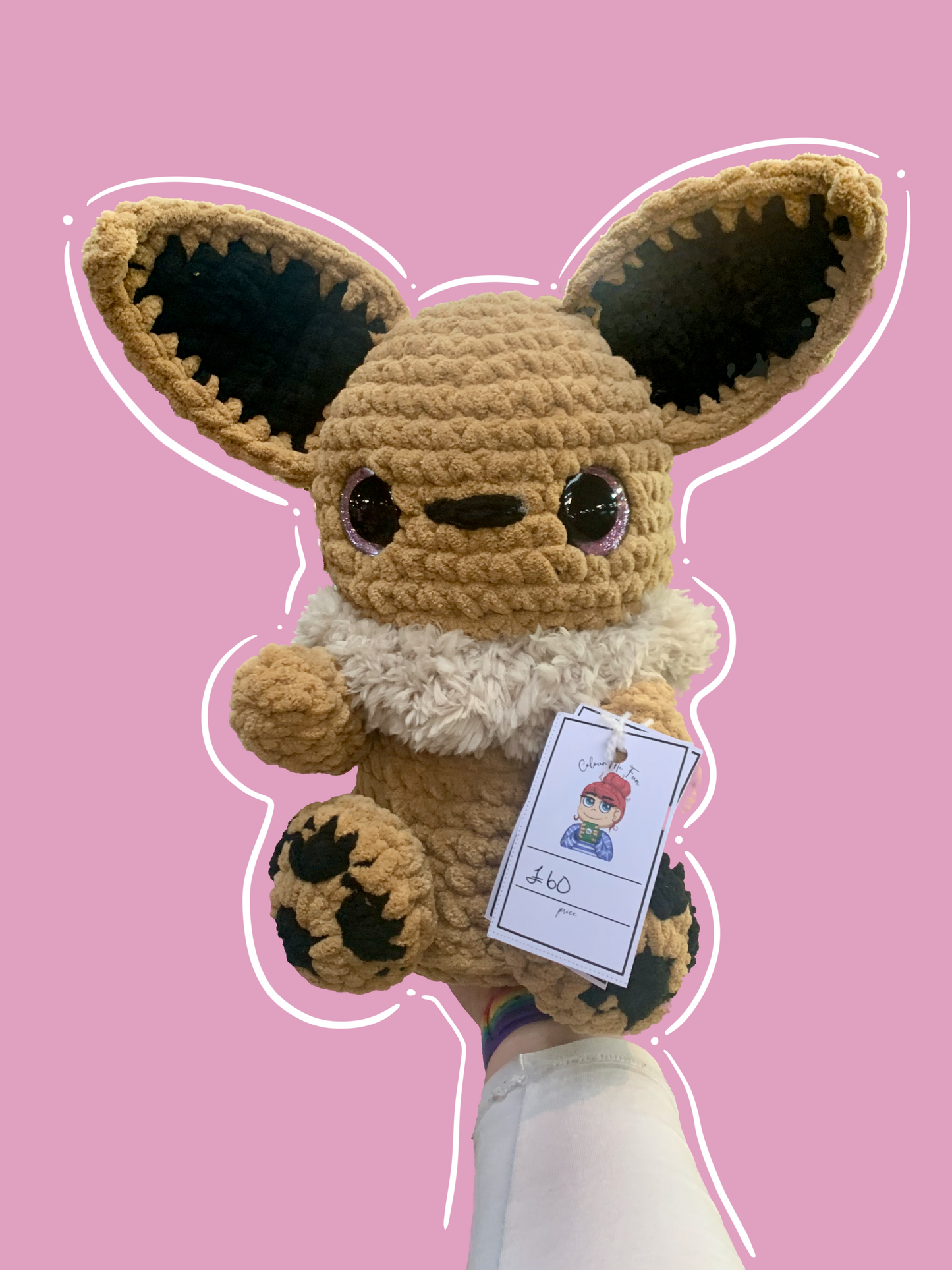 Eevee Jumbo Crocheted Plush – 18" tall - Handmade Pokémon