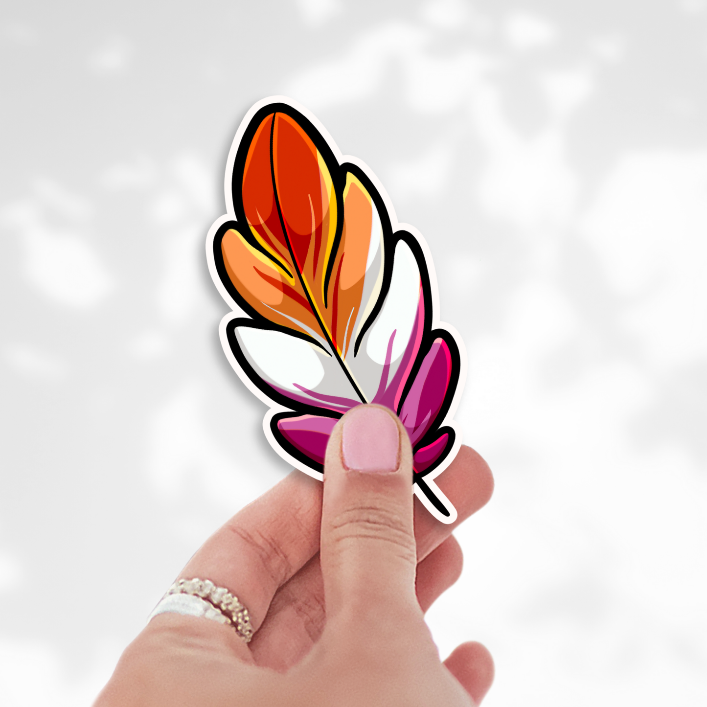 Pride Feathers Vinyl Sticker | LGBTQ+ Rainbow Feather Decal | 3 Inch Inclusive Aesthetic Pride Art Sticker | Spreading Wings Self Expression | Preorder Gift