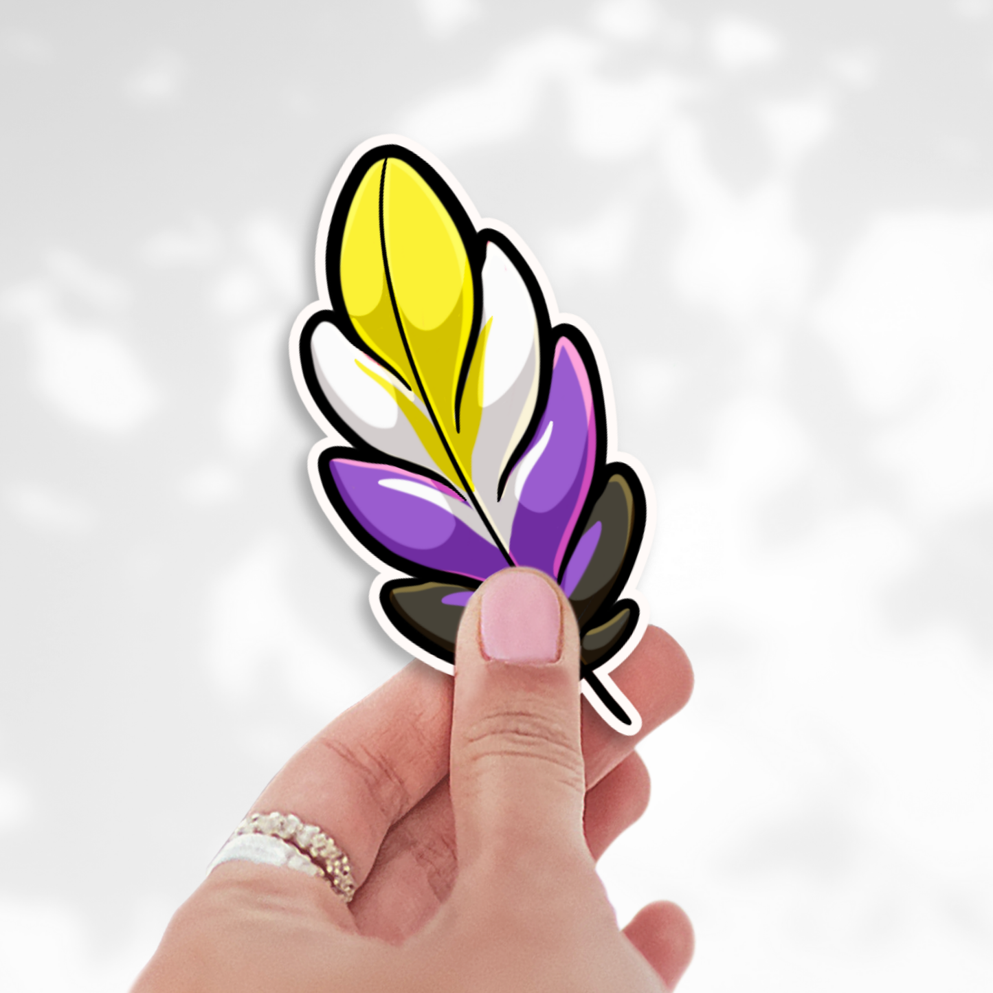Pride Feathers Vinyl Sticker | LGBTQ+ Rainbow Feather Decal | 3 Inch Inclusive Aesthetic Pride Art Sticker | Spreading Wings Self Expression | Preorder Gift