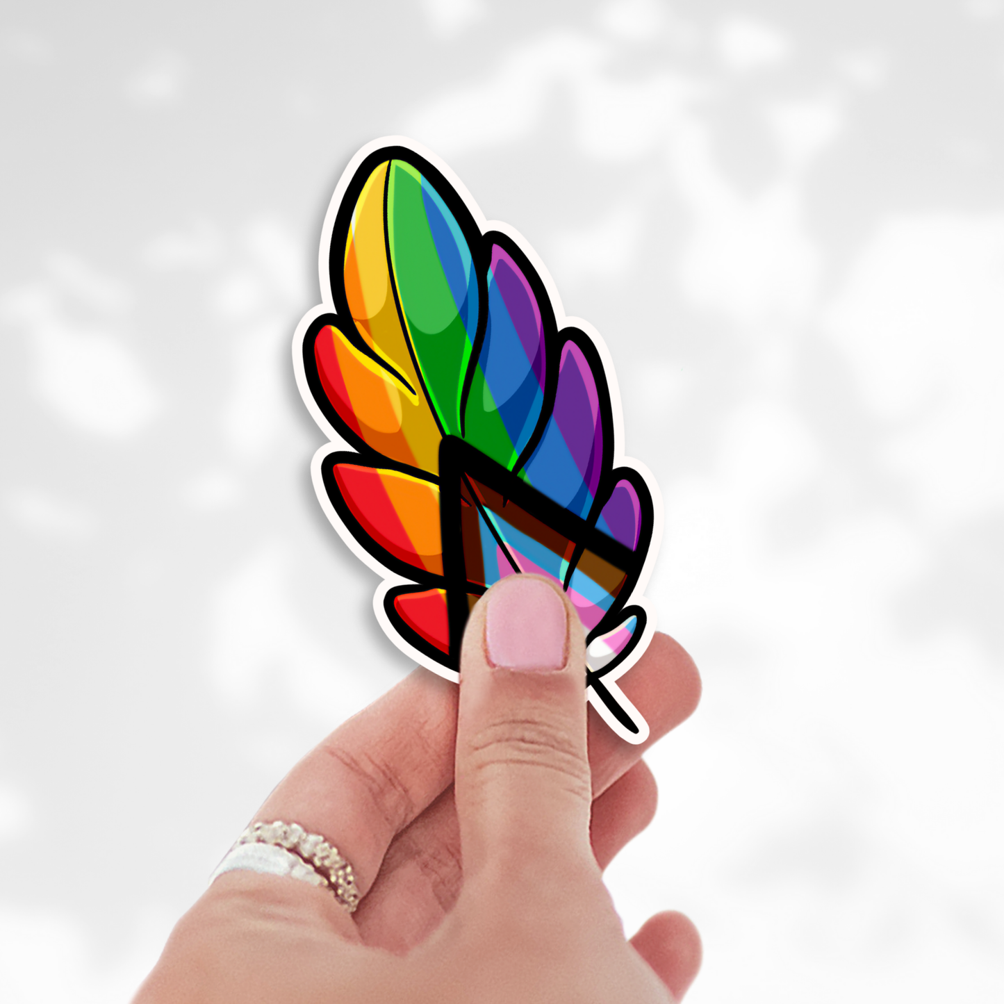 Pride Feathers Vinyl Sticker | LGBTQ+ Rainbow Feather Decal | 3 Inch Inclusive Aesthetic Pride Art Sticker | Spreading Wings Self Expression | Preorder Gift