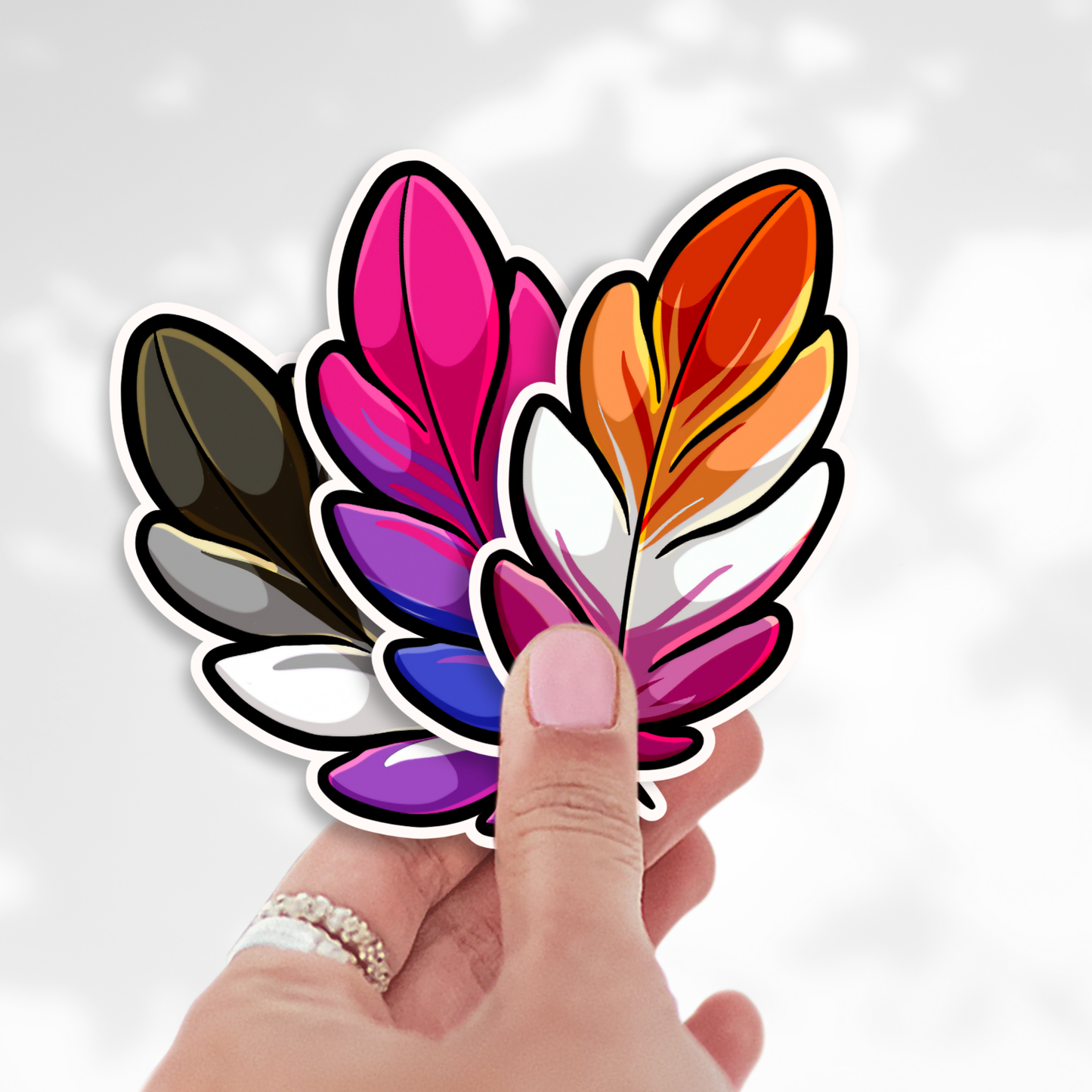 Pride Feathers Vinyl Sticker | LGBTQ+ Rainbow Feather Decal | 3 Inch Inclusive Aesthetic Pride Art Sticker | Spreading Wings Self Expression | Preorder Gift