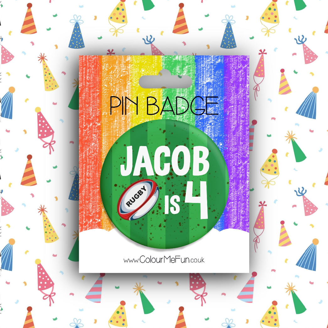 Personalised Rugby Birthday Badge