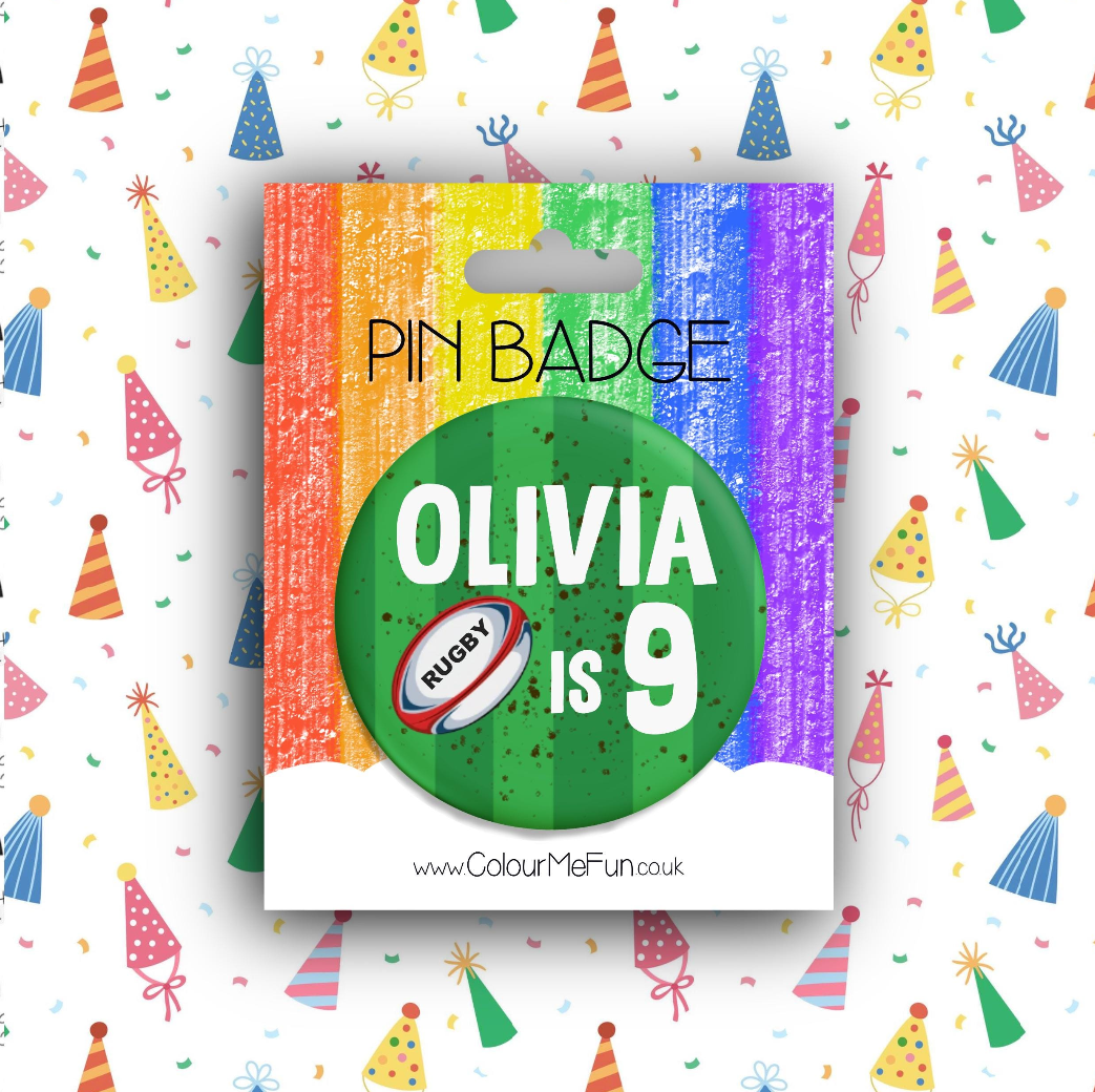 Personalised Rugby Birthday Badge