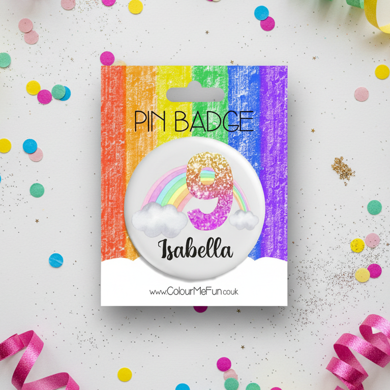Personalised Rainbow Birthday Badge