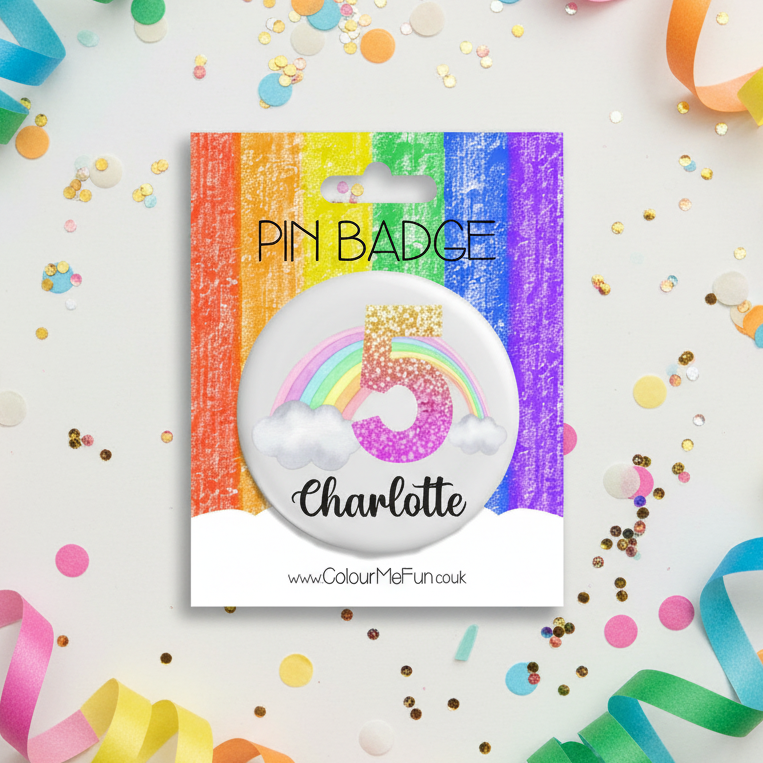 Personalised Rainbow Birthday Badge