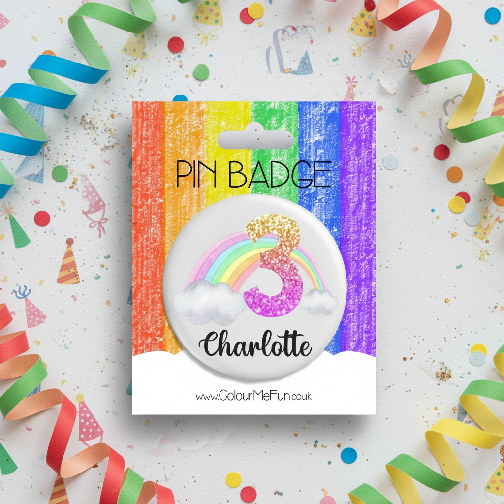 Personalised Rainbow Birthday Badge